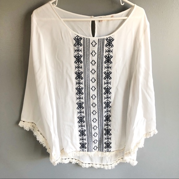 Altar'd State Tops - Altar’d State White Printed Peasant Top